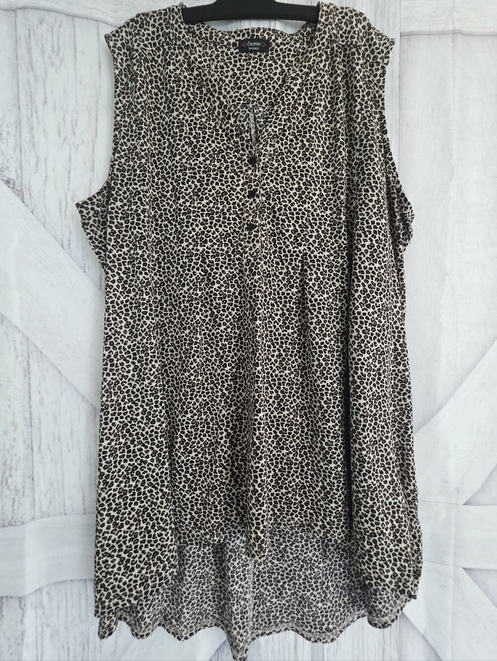 Cocomo Woman Leopard Print High-Low Tunic Blouse Dress Plus Size